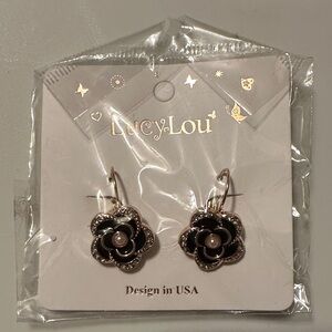 Black and Silver Floral Earrings